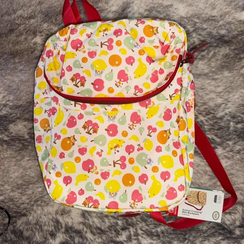 Kids Animal Crossing Cute Fruit Print Backpack - Pink/Yellow/Green